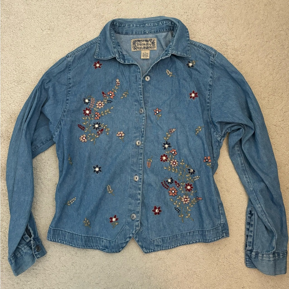 Tantrum Blues Vintage Embroidered Denim Button Up